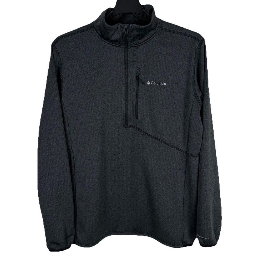 Columbia Omni-Wick Park View Mens L Gray 1/4 Zip Long Sleeve Golf Pullover